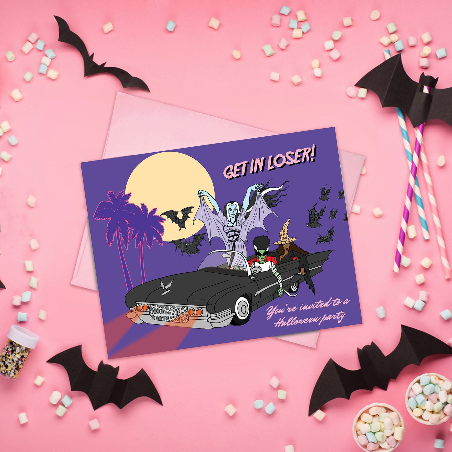 Get In Loser Halloween Party Card