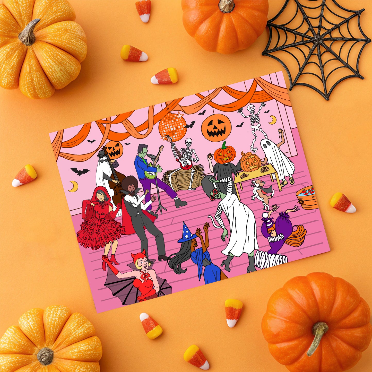 Retro Halloween Party Card
