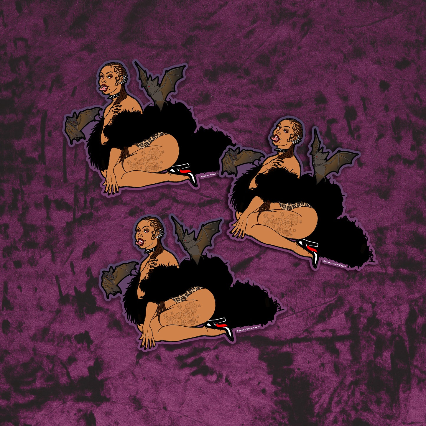 Black Fur Vamp Pin Up Sticker