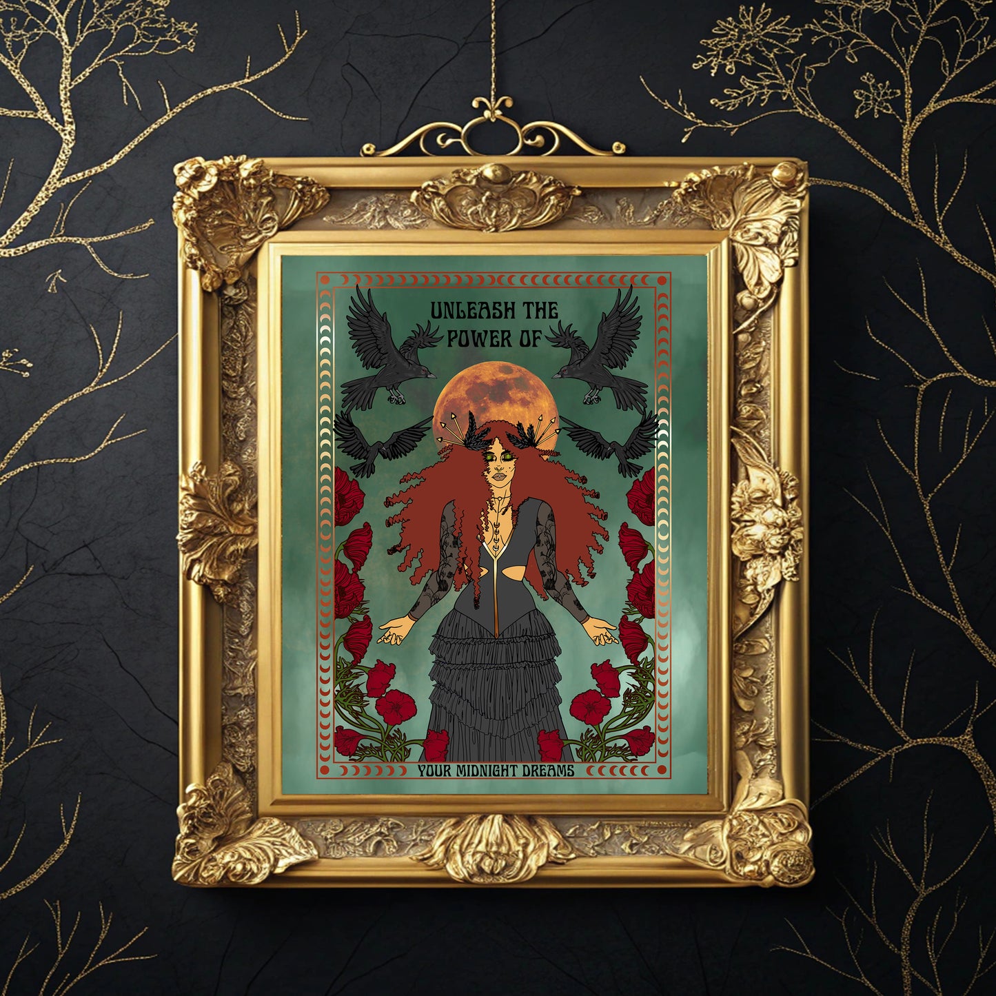 Midnight Dreams Art Print: Gothic Witchy Whimsigoth Decor, Matte Finish