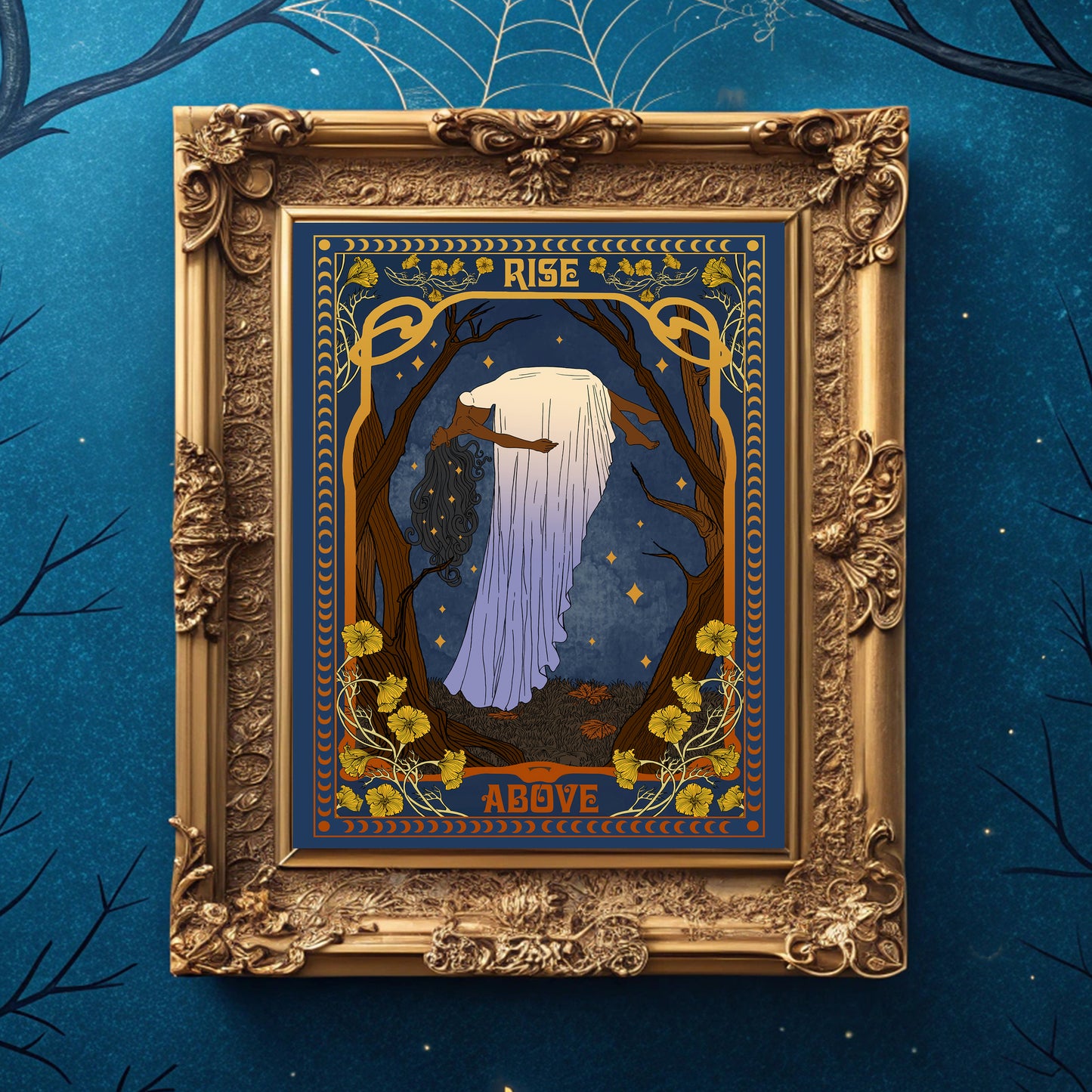 Rise Above Poster Celestial Witch Art Print: Whimsigoth Cottagecore Decor
