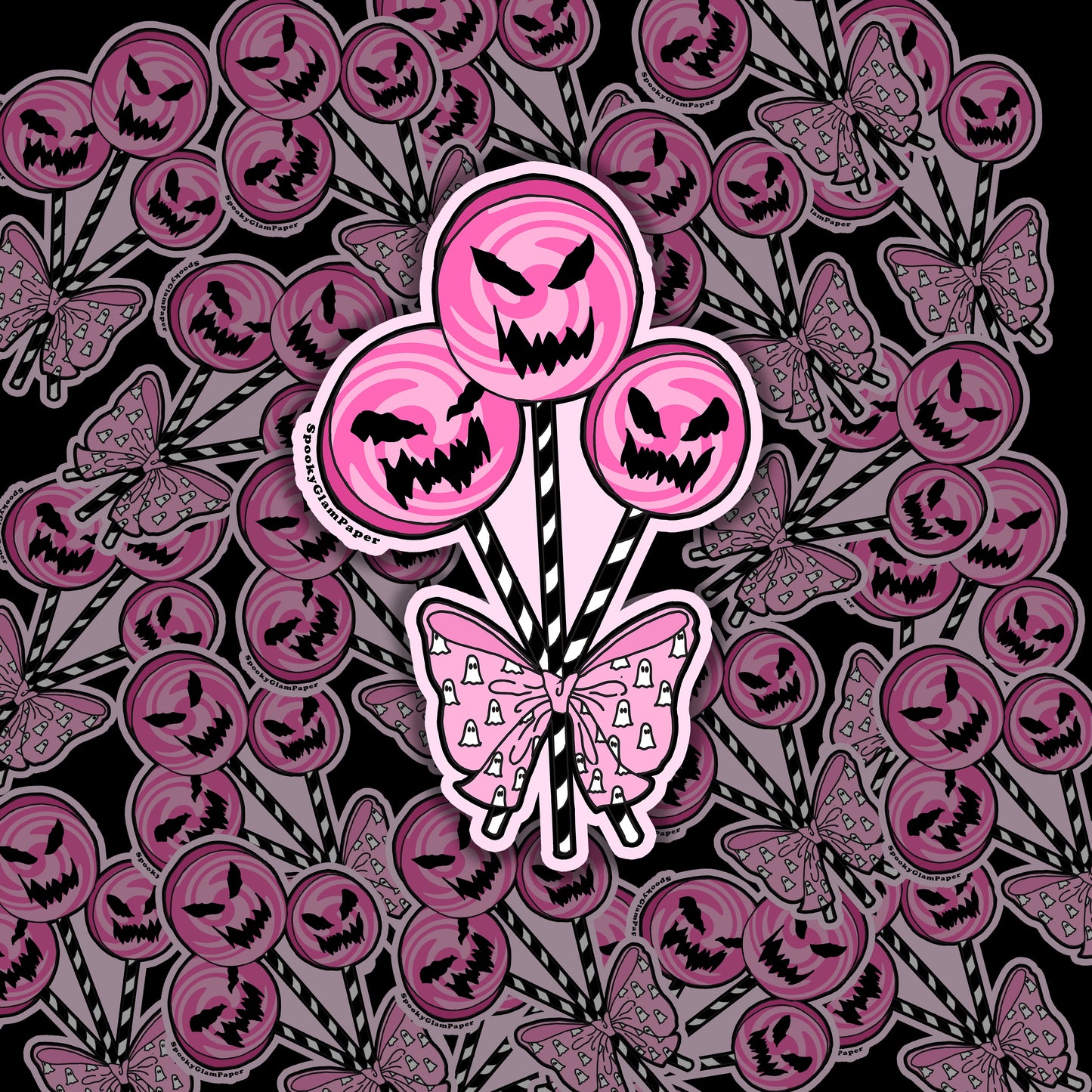 Pink Halloween Sucker Sticker