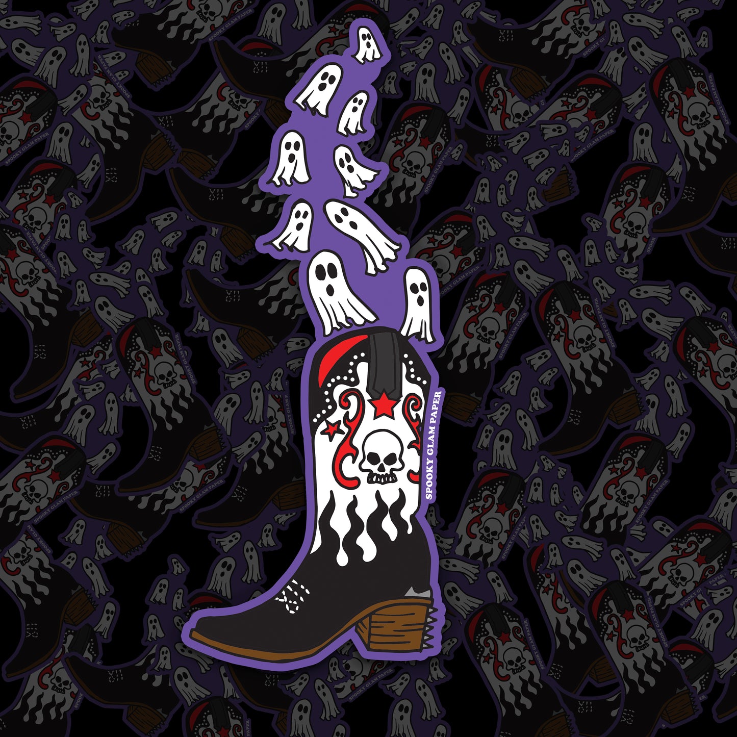 Ghost Cowboy Boot Sticker