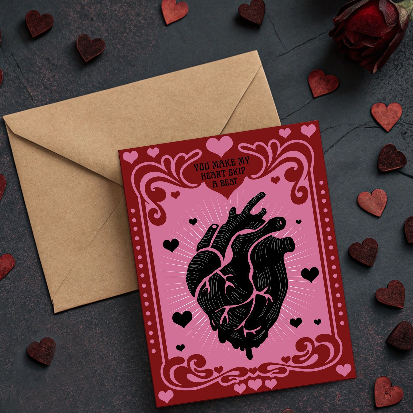 Black Heart Valloween Valentine's Day Card