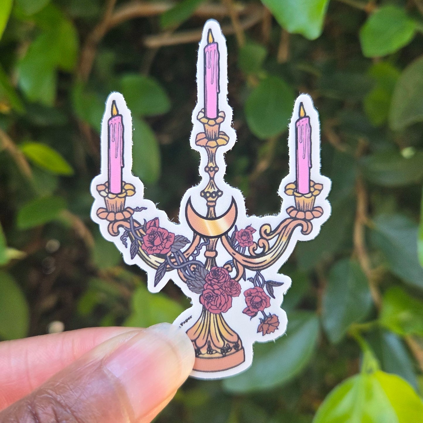 Crescent Flora Candelabra Sticker