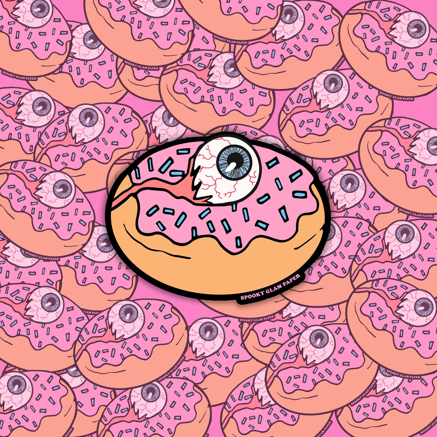 Pink Glazed Eyeball Donut Sticker