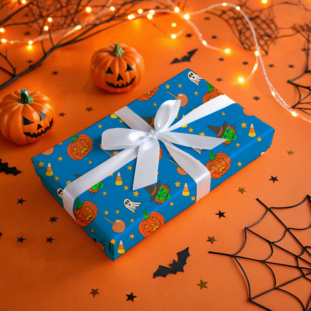 Trick or Treat Retro Halloween Gift Wrap Classic Vintage Style Paper