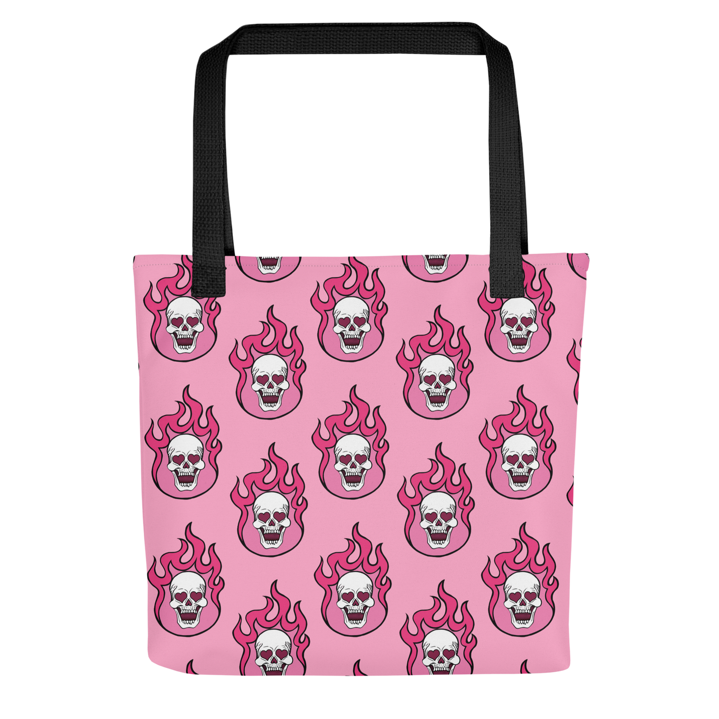 Pink Flaming Skull Tote Bag