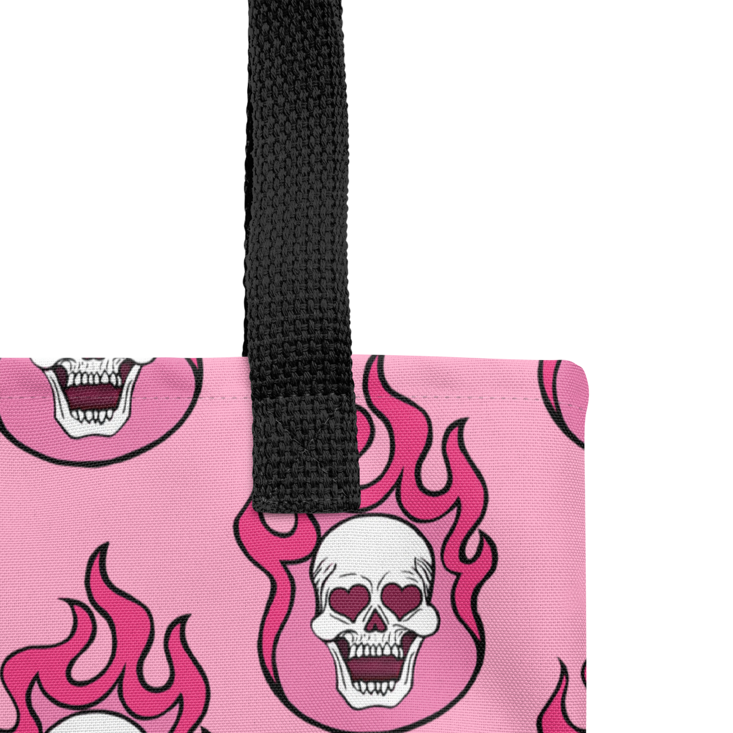 Pink Flaming Skull Tote Bag