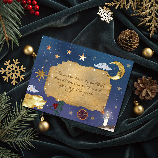 Celestial Moon Whimsigoth Christmas Card