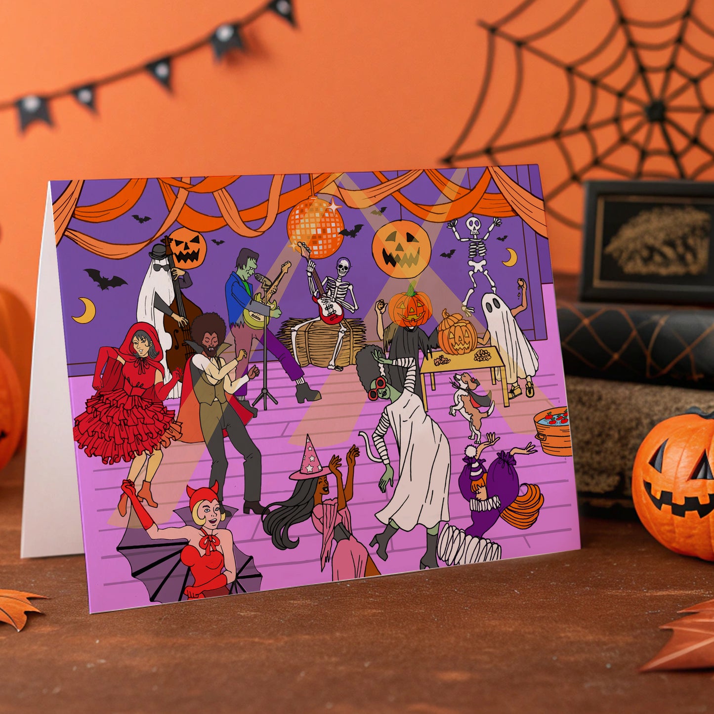 Retro Halloween Party Card