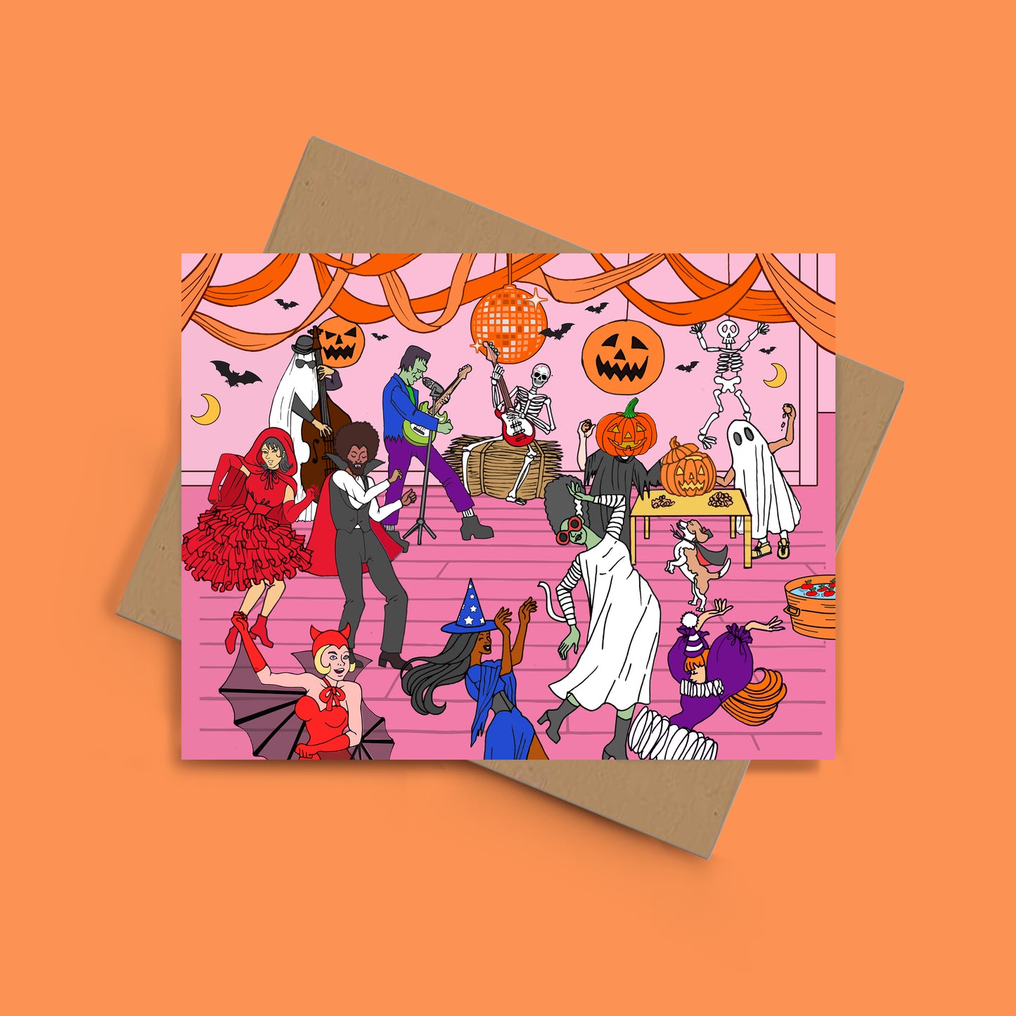 Retro Halloween Party Card