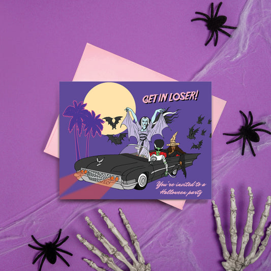 Get In Loser Halloween Party Card