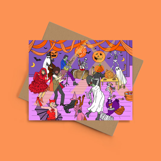 Retro Halloween Party Card