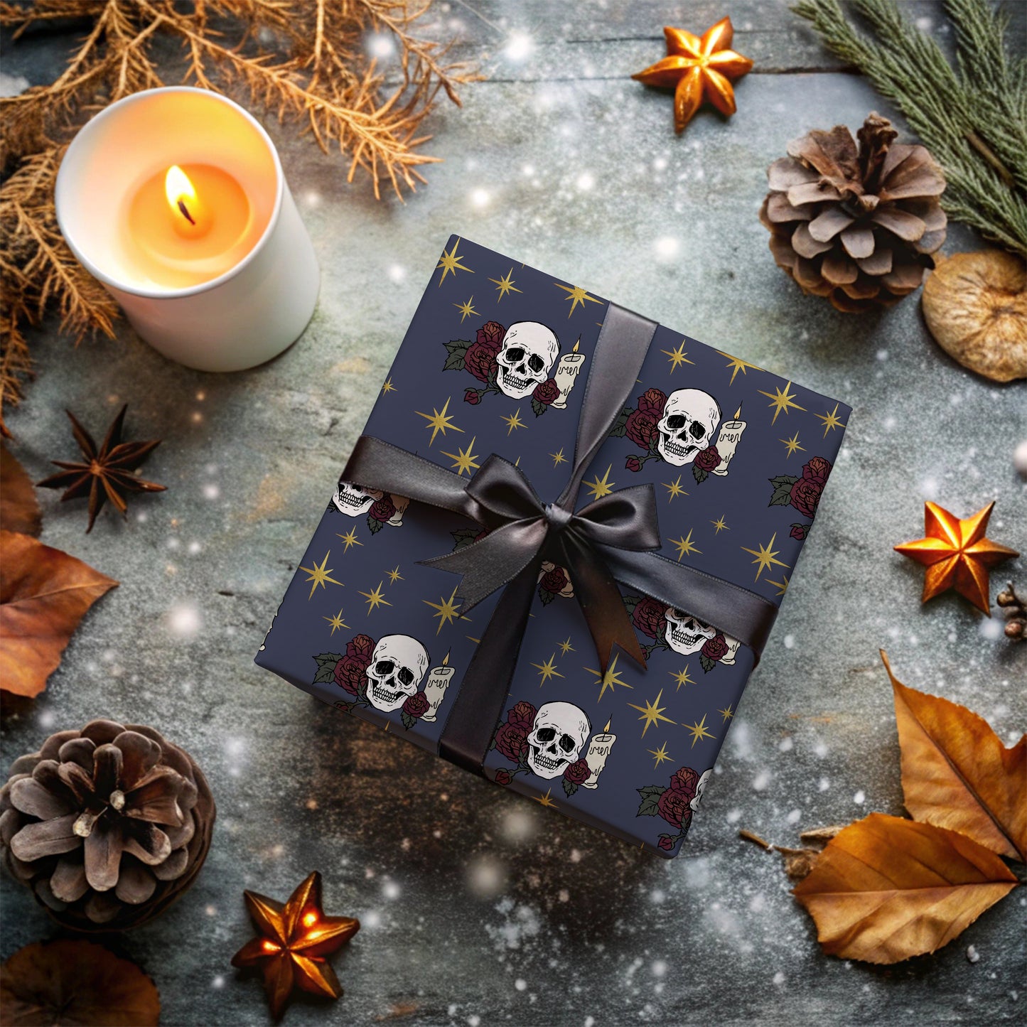 Haunting Skull & Rose Gift Wrap