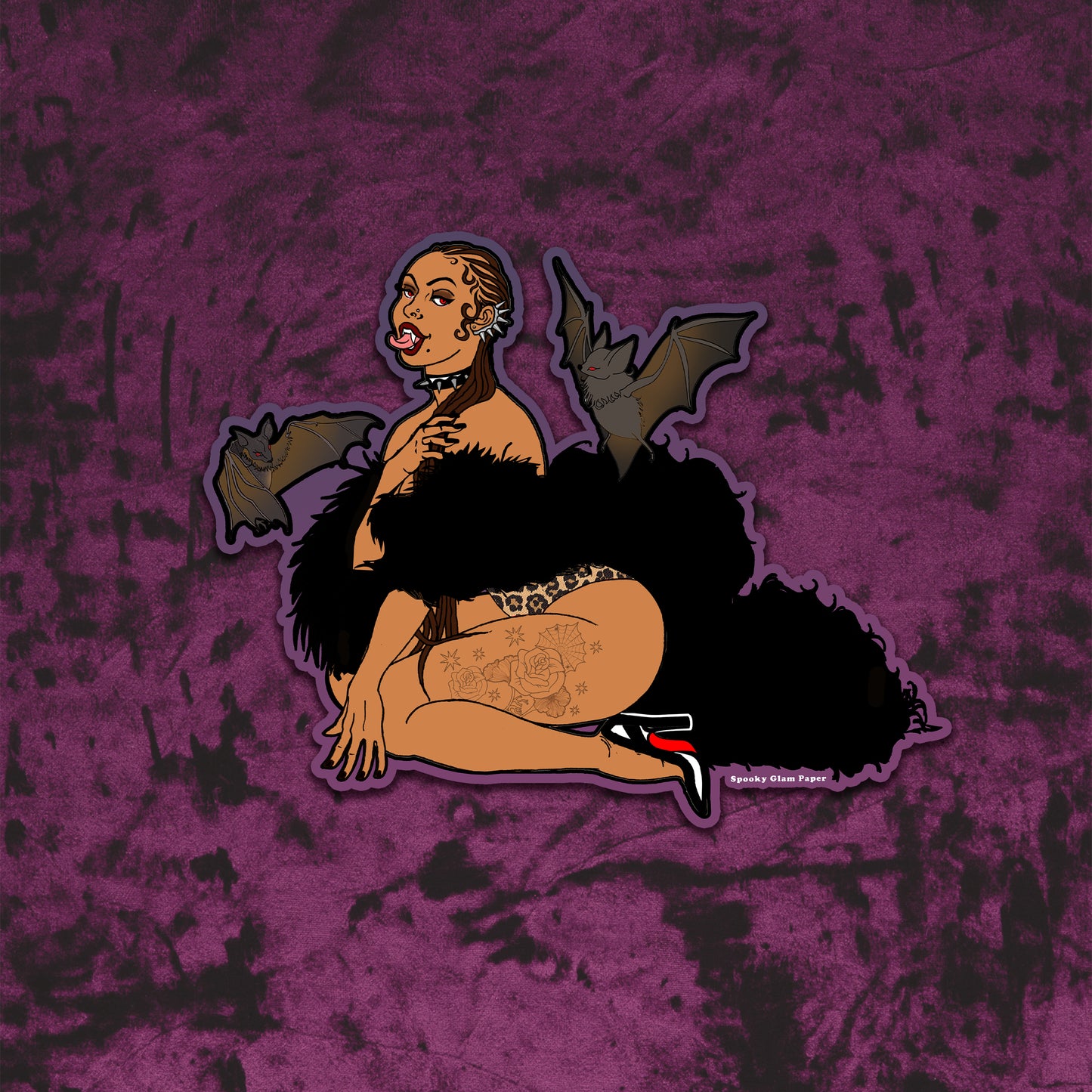 Black Fur Vamp Pin Up Sticker