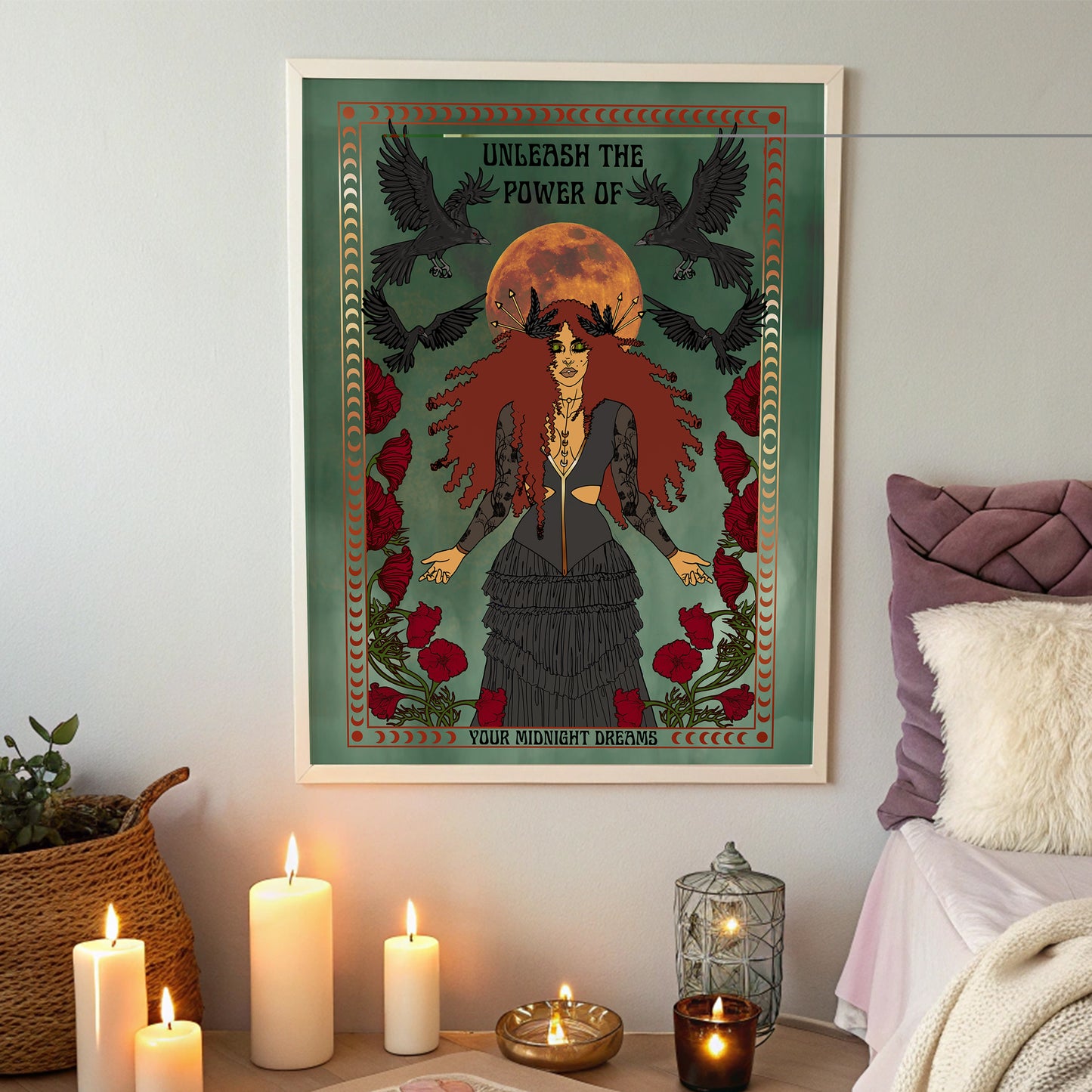 Midnight Dreams Art Print: Gothic Witchy Whimsigoth Decor, Matte Finish