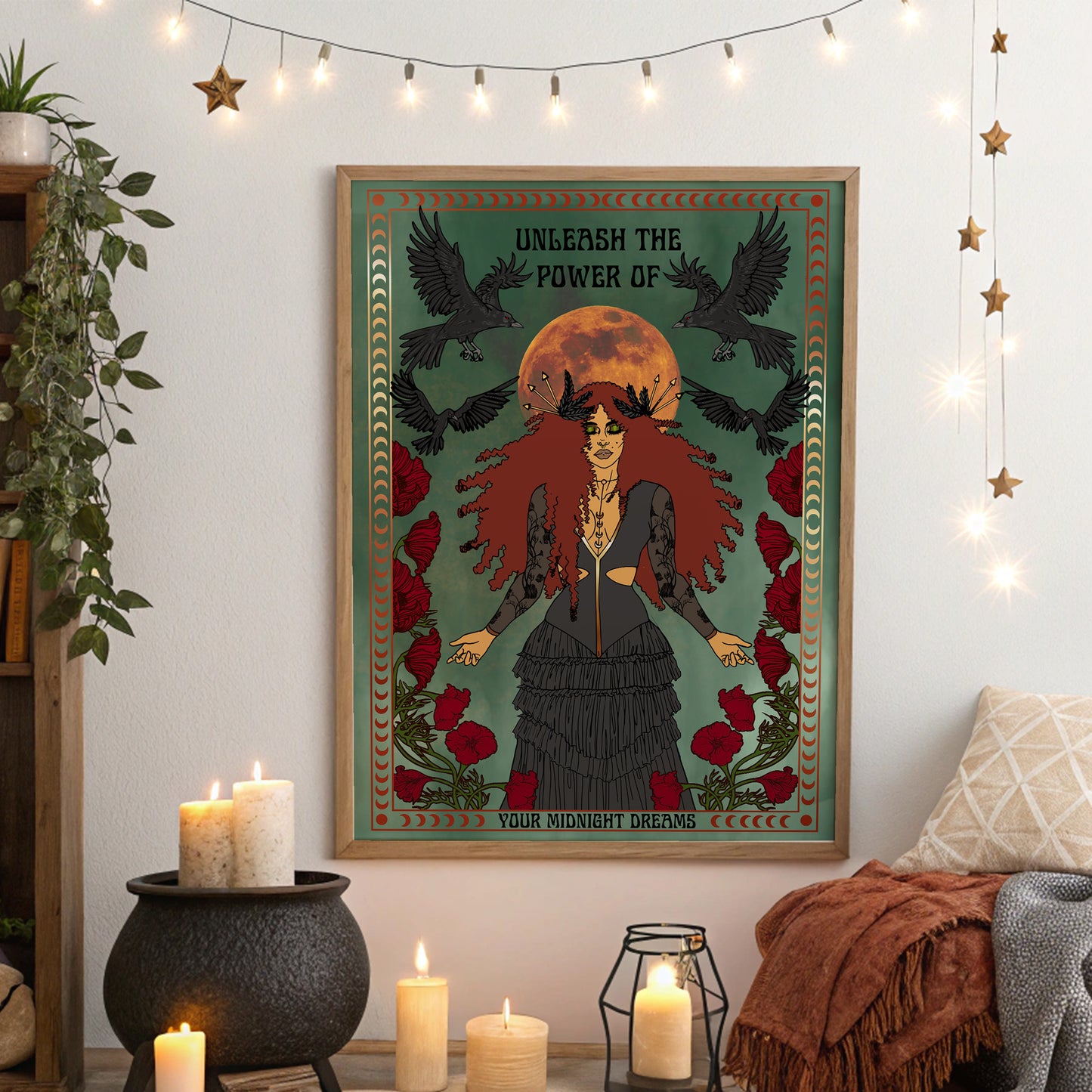 Midnight Dreams Art Print: Gothic Witchy Whimsigoth Decor, Matte Finish