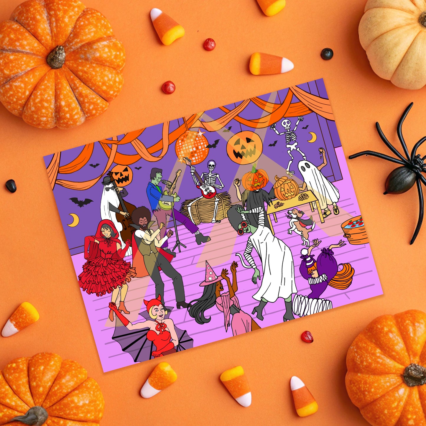 Retro Halloween Party Card