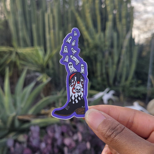 Ghost Cowboy Boot Sticker