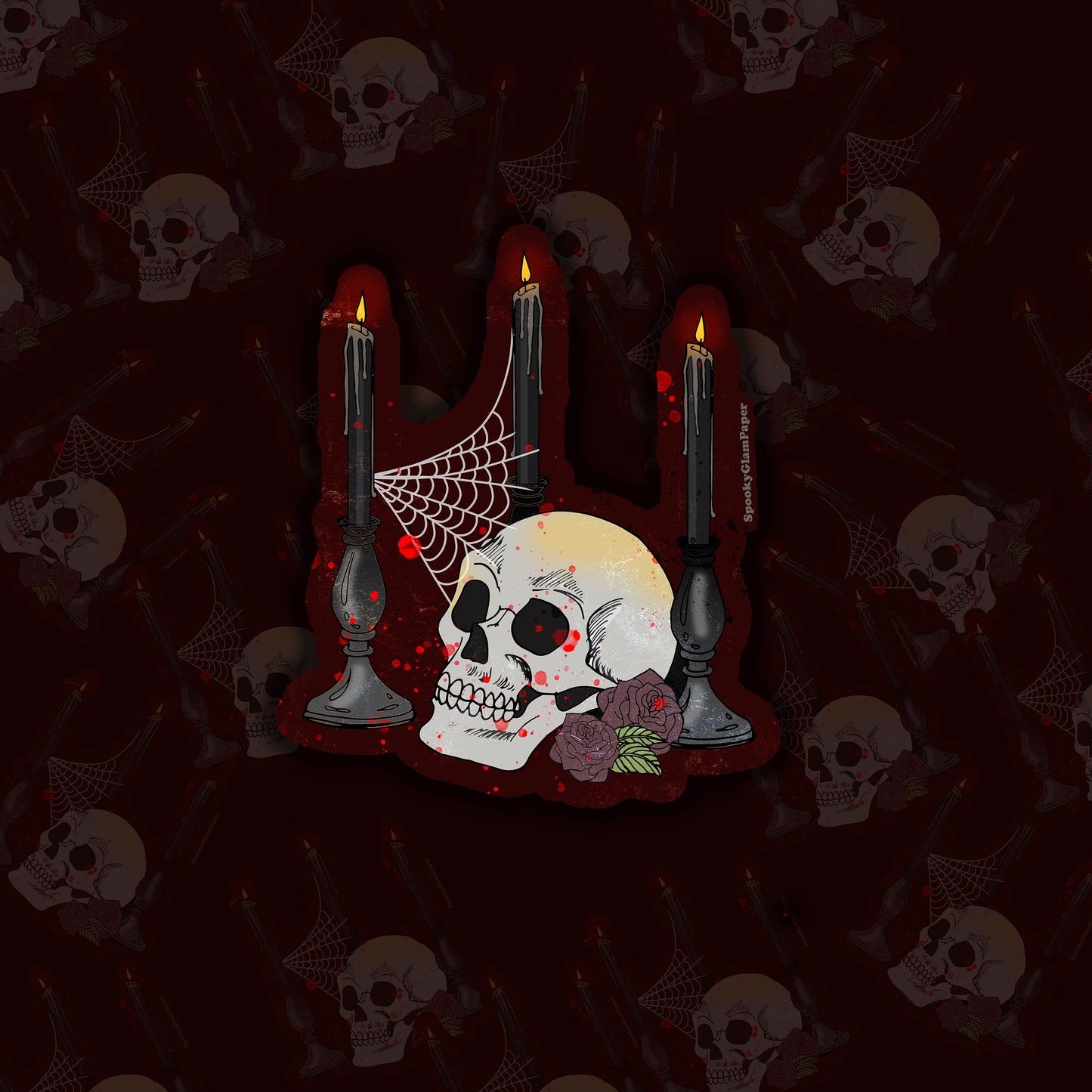 Skull and Candles Sticker