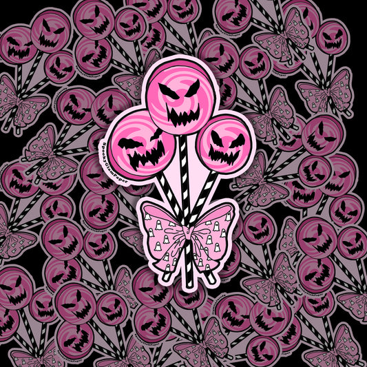 Pink Halloween Sucker Sticker