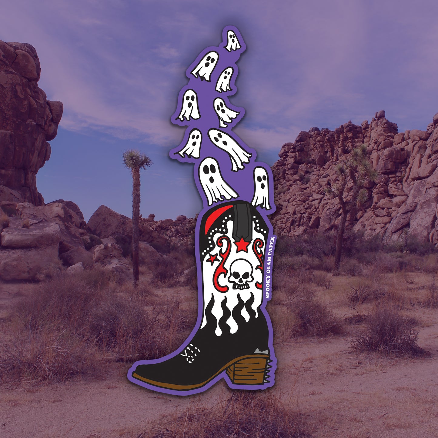 Ghost Cowboy Boot Sticker