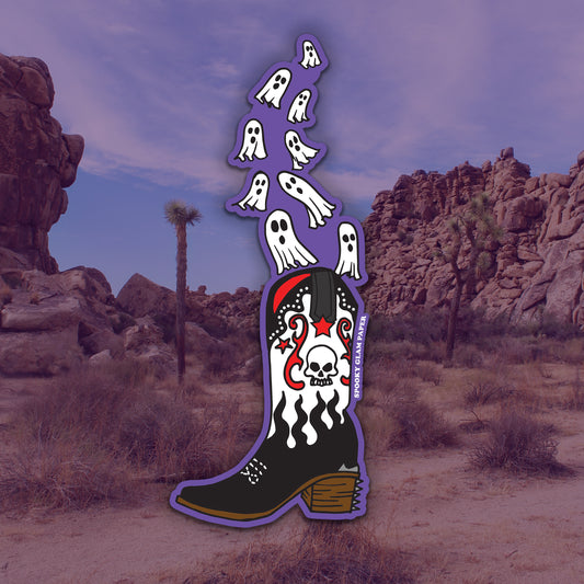 Ghost Cowboy Boot Sticker
