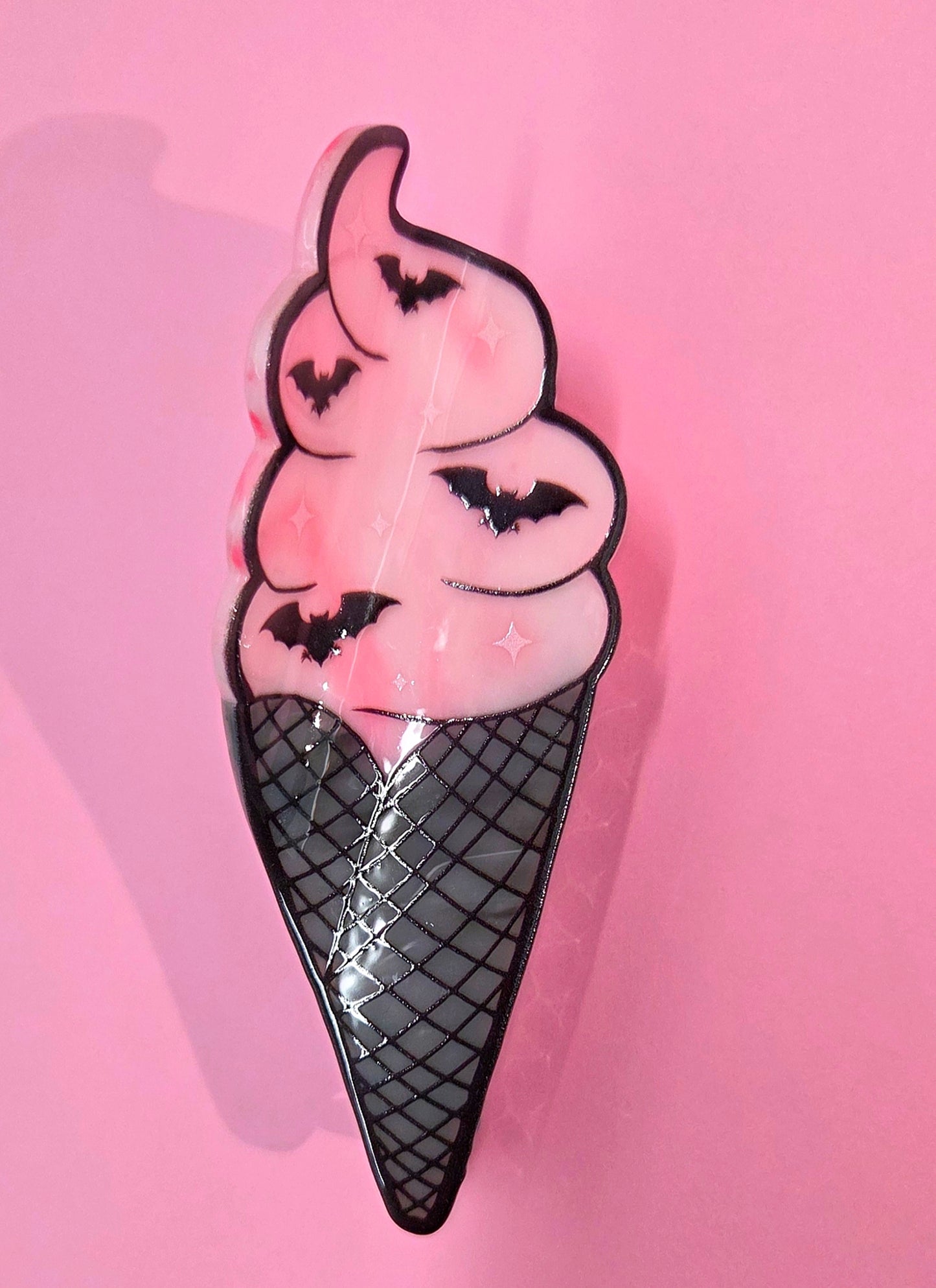 Spooky Pink Ice Cream Hair Claw Clip