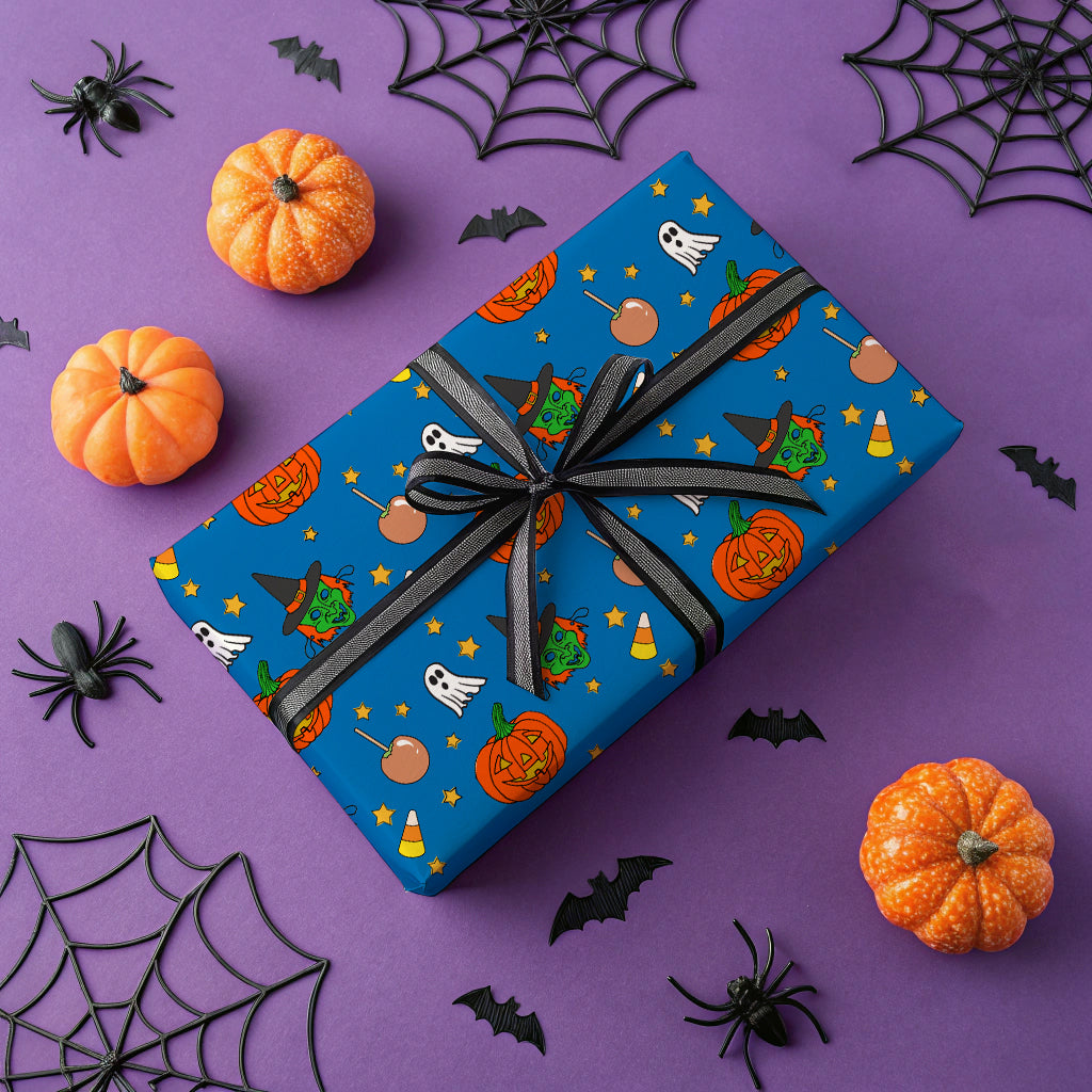 Trick or Treat Retro Halloween Gift Wrap Classic Vintage Style Paper